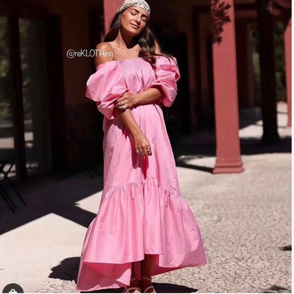 SOLD! Pink Cotton Poplin Voluminous Puff-sleevd - Picture 9 of 16